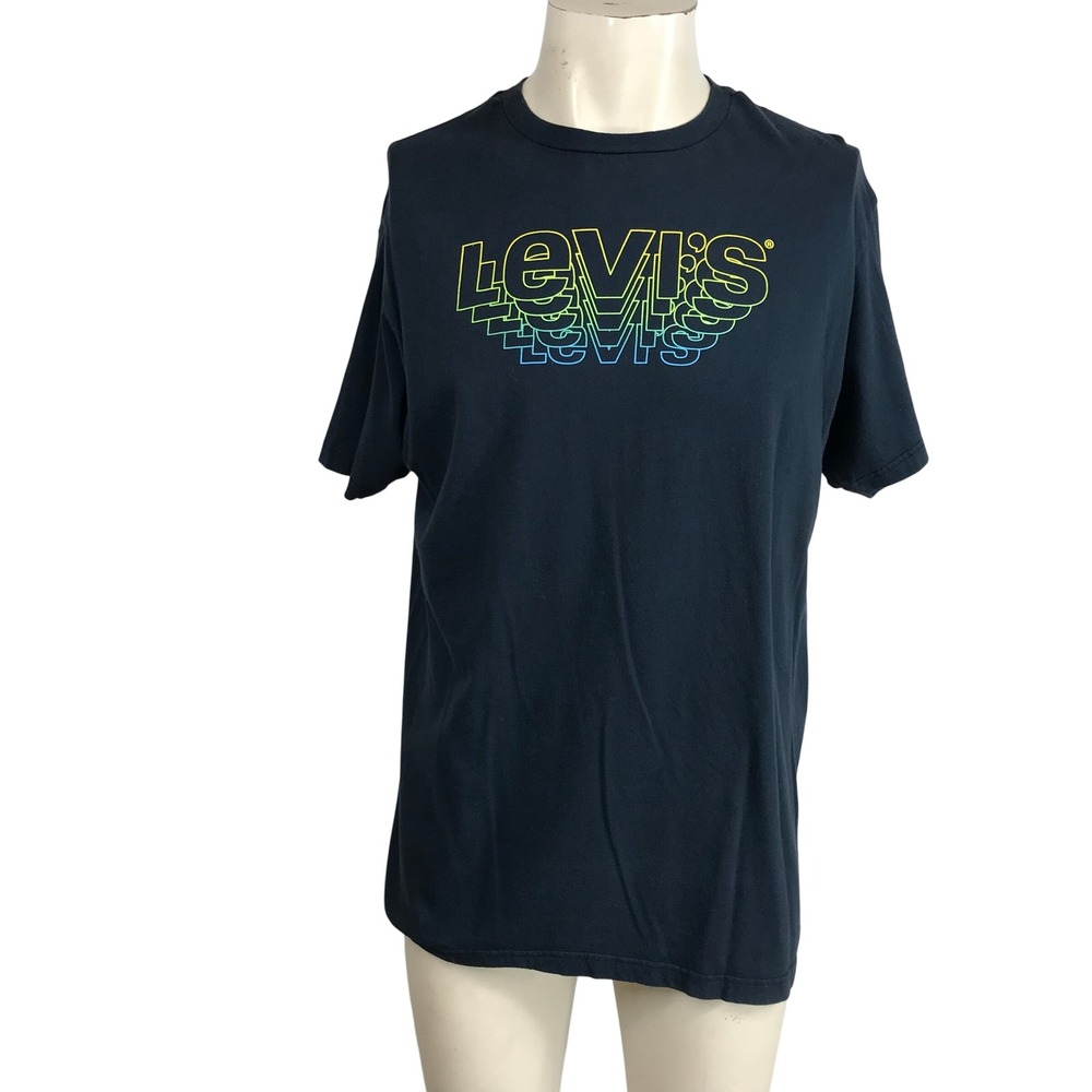 Levi's Men's Short Sleeve T-Shirt Graphic Print Crew Neck Dark Blue Size L